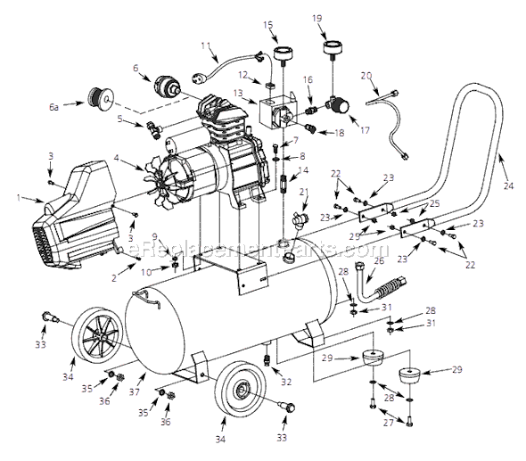 Page A Diagram and Parts List for HL4101 2005 Campbell Hausfeld Compressor
